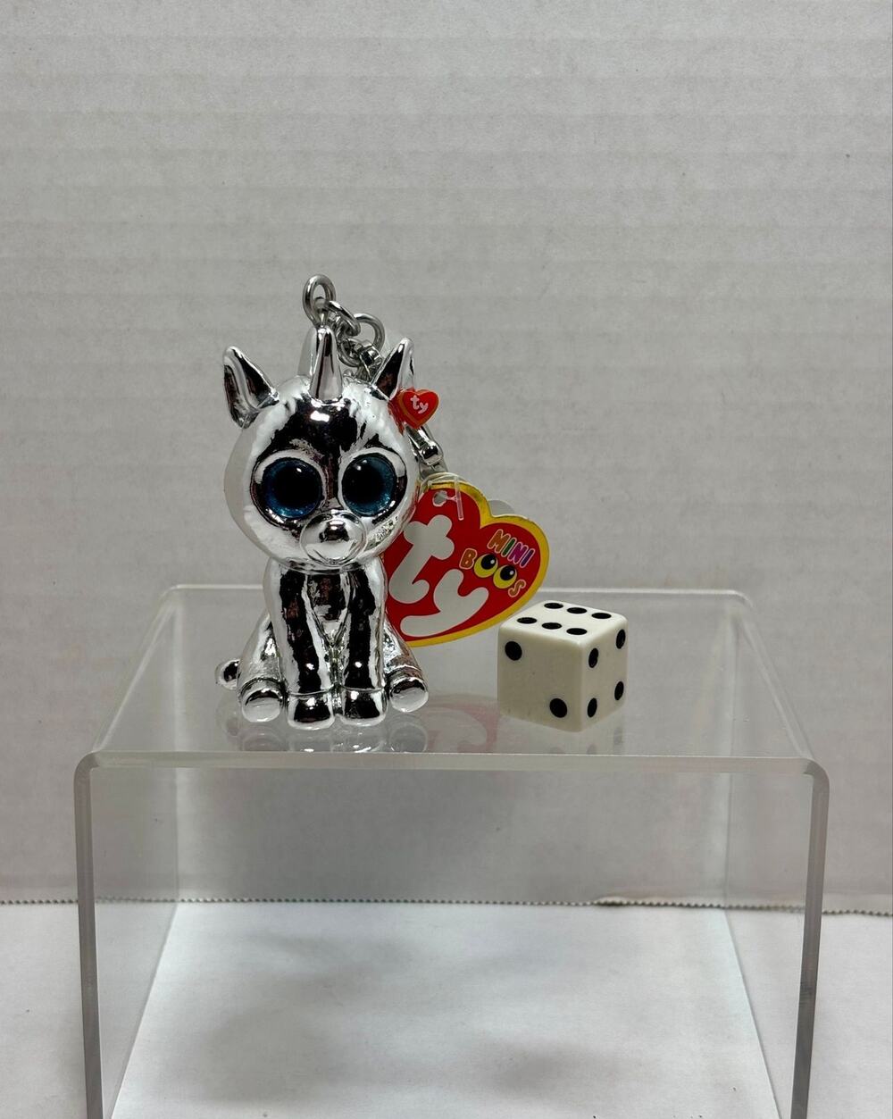 TY Beanie Boos Mini Boo Silver the Chrome Unicorn Metal Key Clip Figure